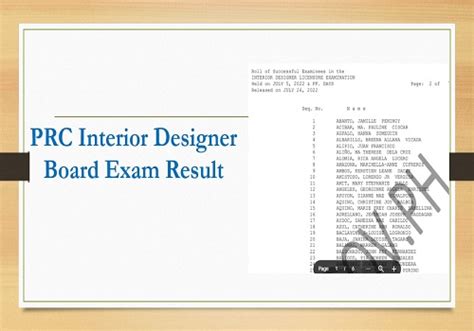 IDLE Results: PRC Interior Design Board Exam Passers.